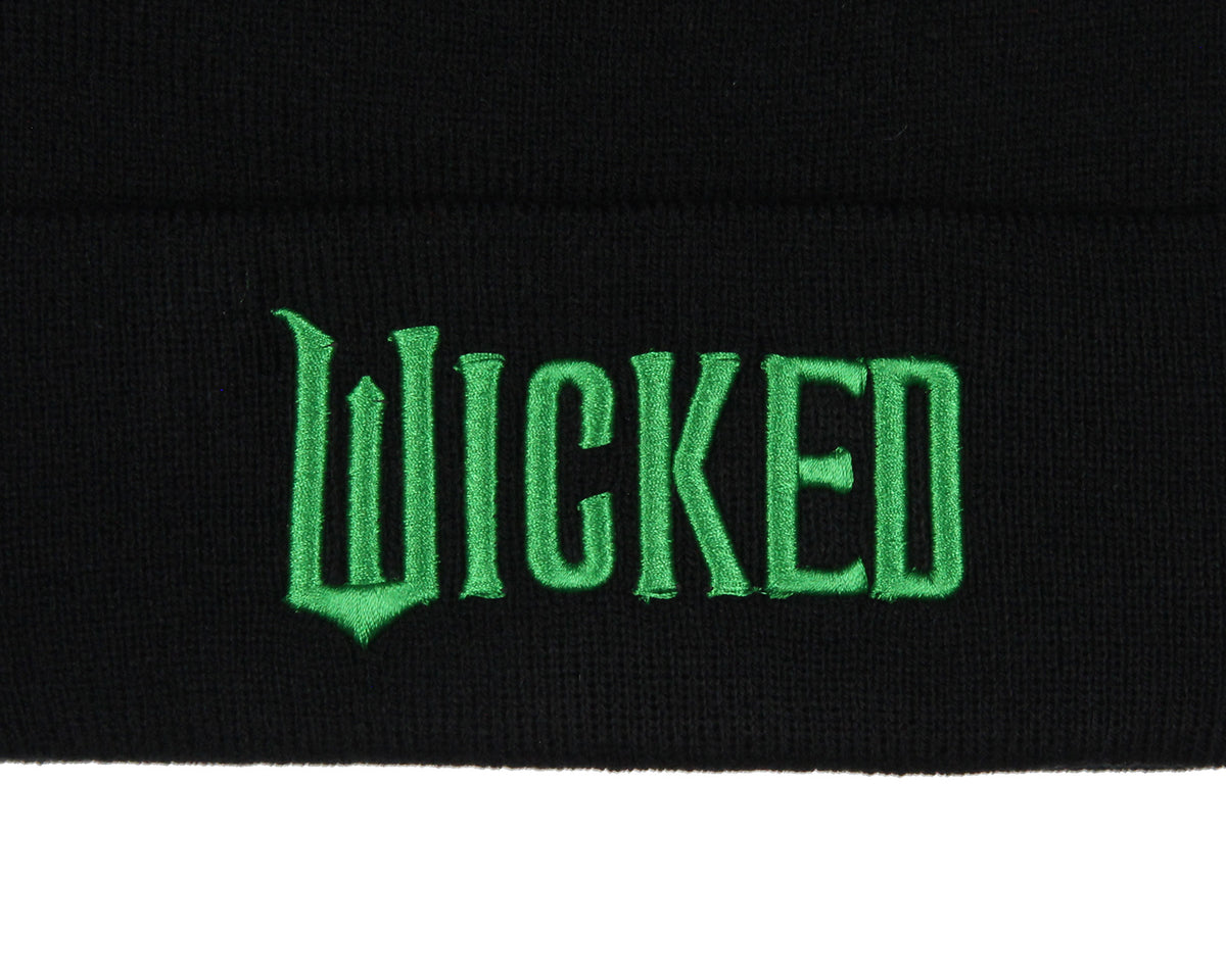 Wicked Embroidered Raised 3D Movie Logo Adult Knit Cuff Beanie Winter Cap OSFM