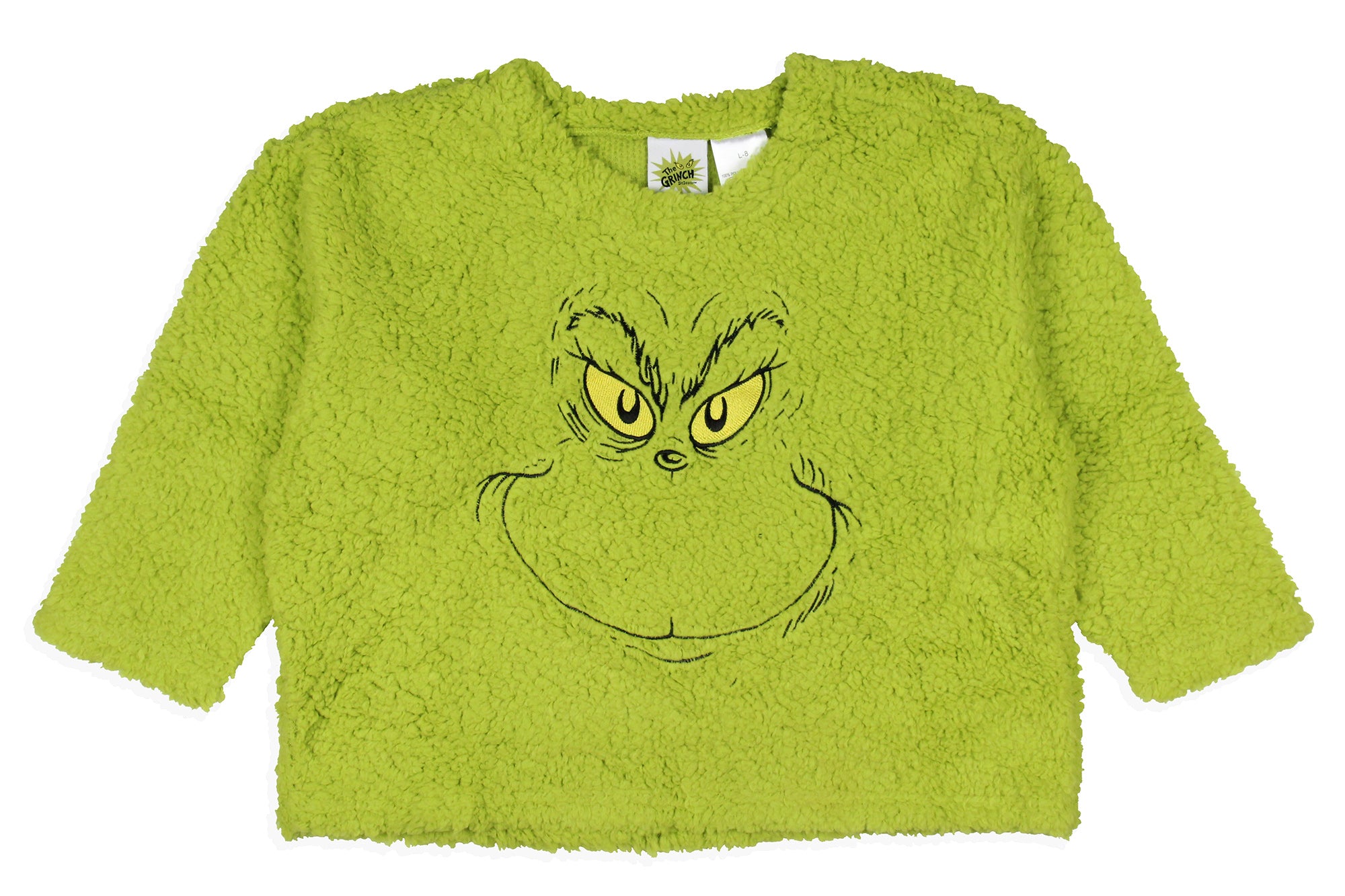 Dr. Seuss GRINCH Kids Santa Plaid Plush Fleece Pajama Sleep Set