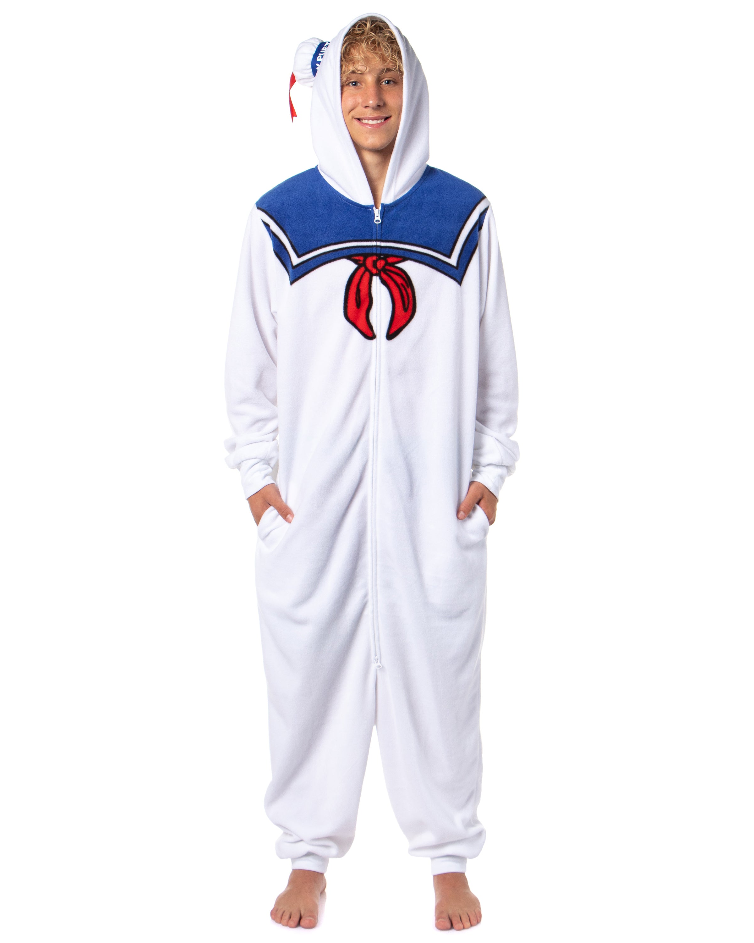 Ghostbusters Men's Hooded Fleece One Piece Union Suit Costume Pajama