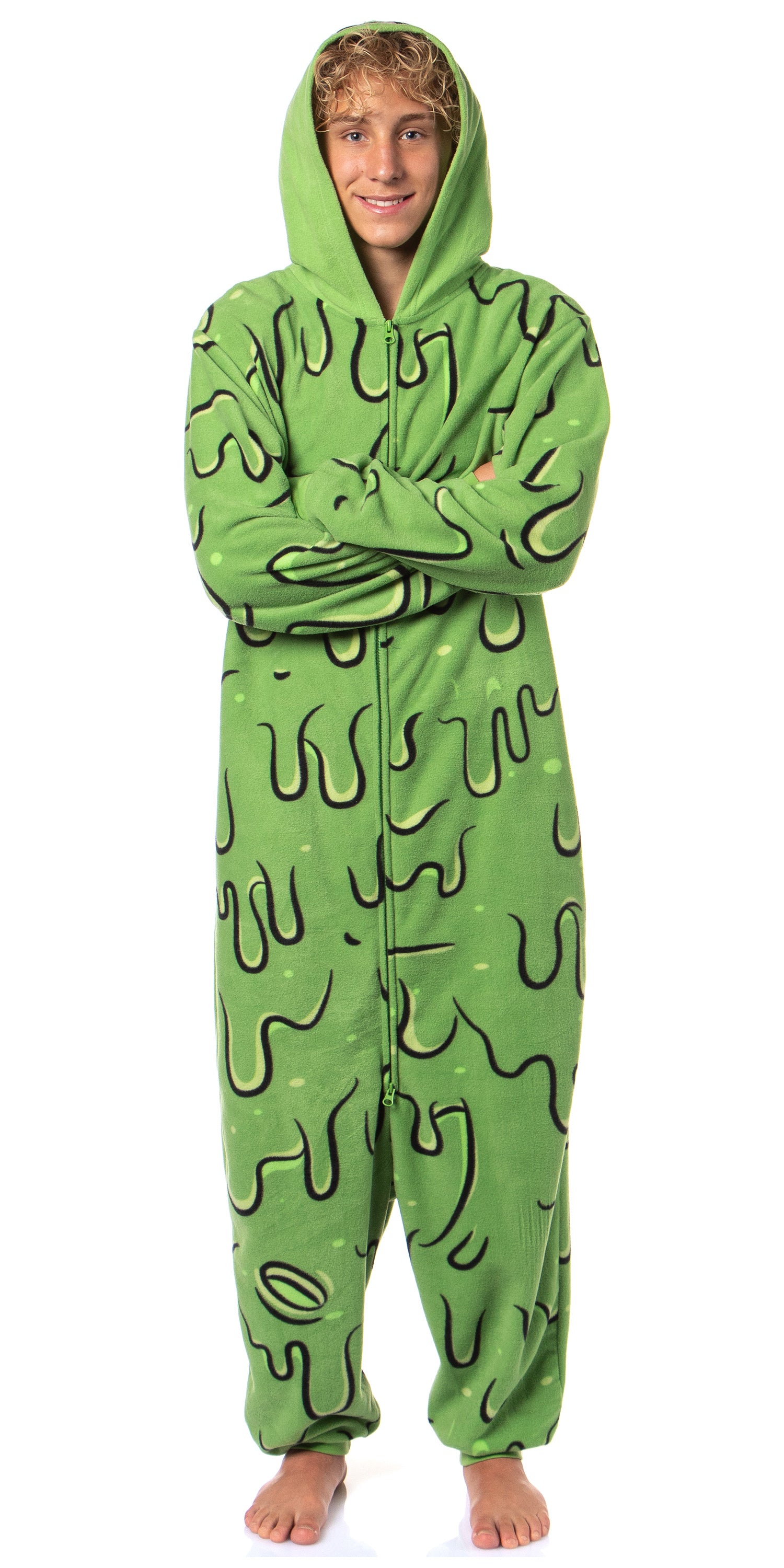 Ghostbusters Men's Hooded Fleece One Piece Union Suit Costume Pajama