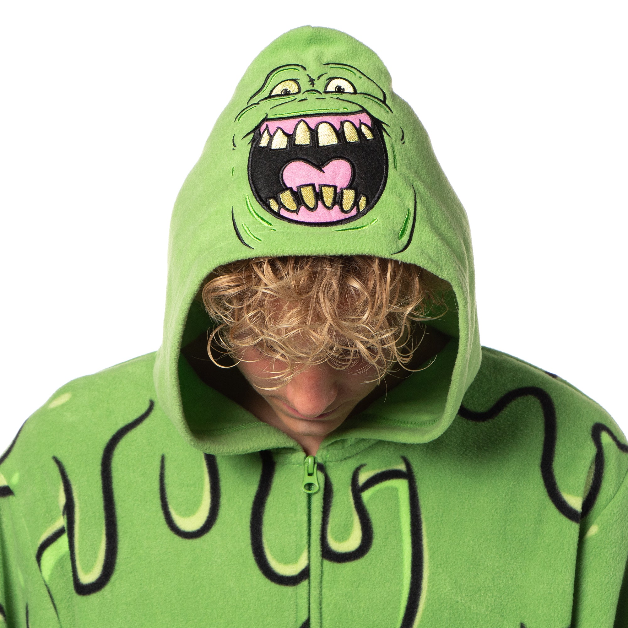 Ghostbusters Men's Slimer Hooded Union Suit Costume Pajama (LG/XL)