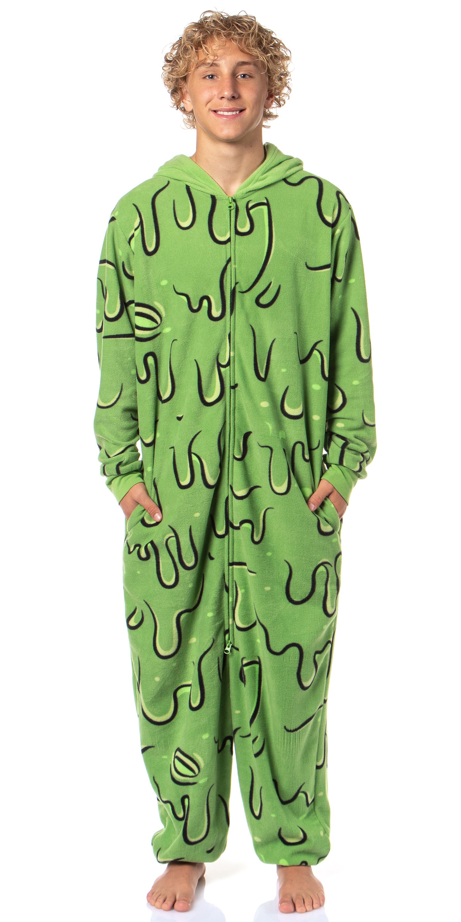 Ghostbusters Men's Hooded Fleece One Piece Union Suit Costume Pajama