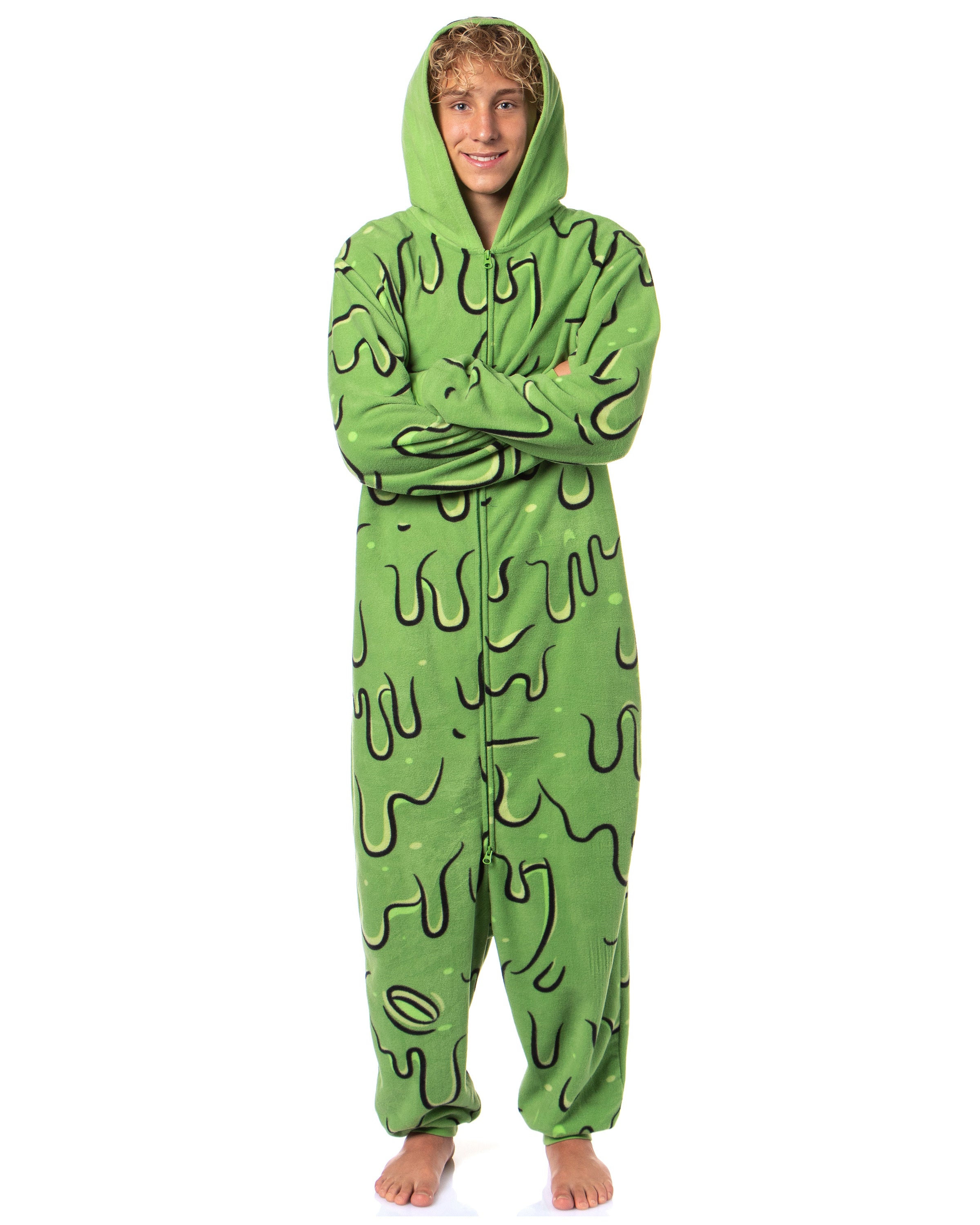 Ghostbusters Men's Slimer Hooded Union Suit Costume Pajama (LG/XL)