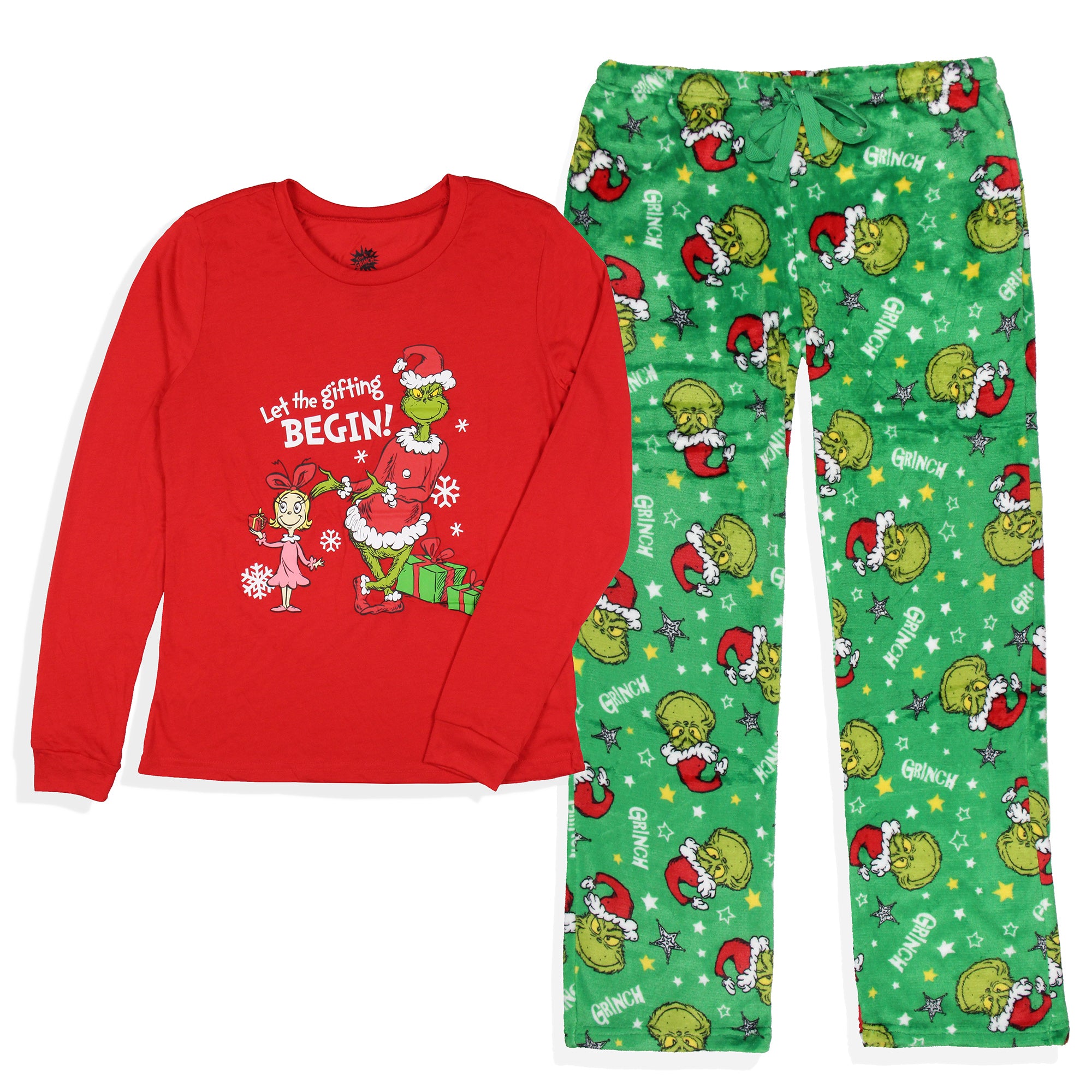 Dr. Seuss Women's GRINCH Let The Gifting Begin Lounge Pajama Sleep Set