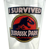 Jurassic Park I Survived Jurassic Park 16oz Pint Drinking Glass Tumbler