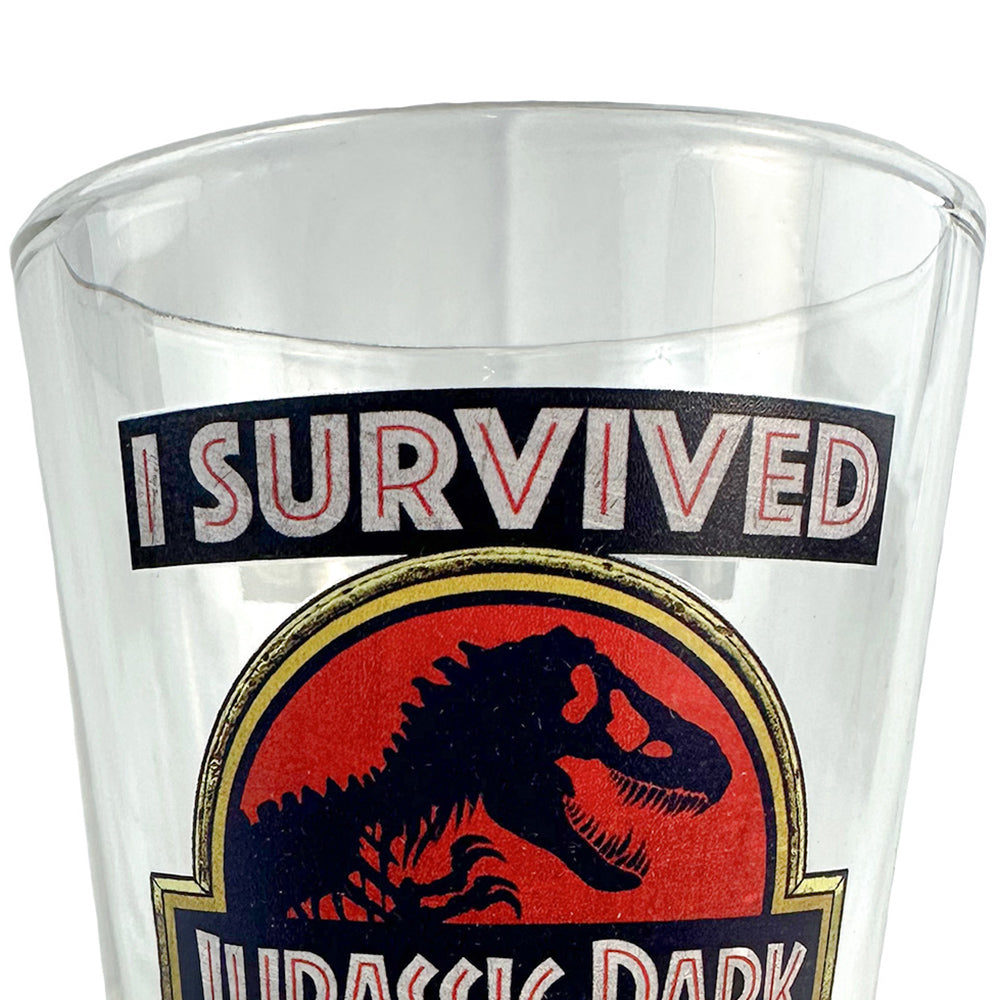 Jurassic Park I Survived Jurassic Park 16oz Pint Drinking Glass Tumbler