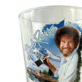 Bob Ross Snowy Mountains Pine Trees and River Painting 16oz Pint Drinking Glass