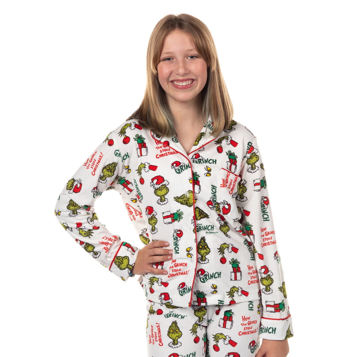 Dr. Seuss The Grinch Pajamas Girl's Velveteen 2-Piece Lounge Sleep Set