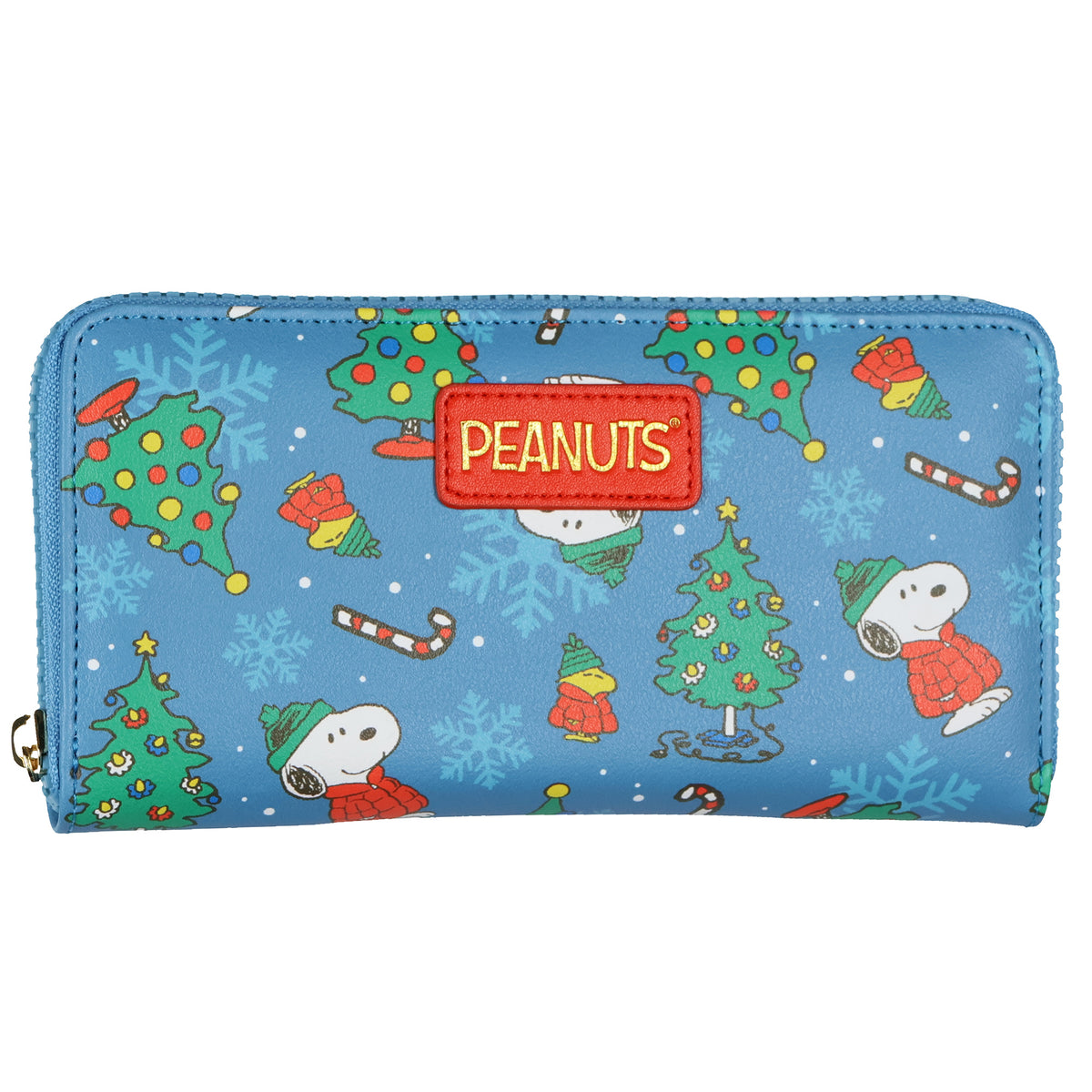 Peanuts Zip Around Wallet Snoopy and Woodstock Holiday Faux Leather Clutch