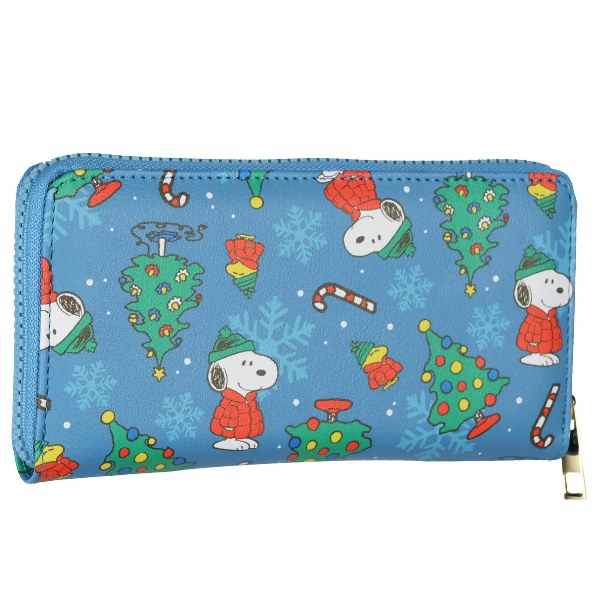 Peanuts Zip Around Wallet Snoopy and Woodstock Holiday Faux Leather Clutch