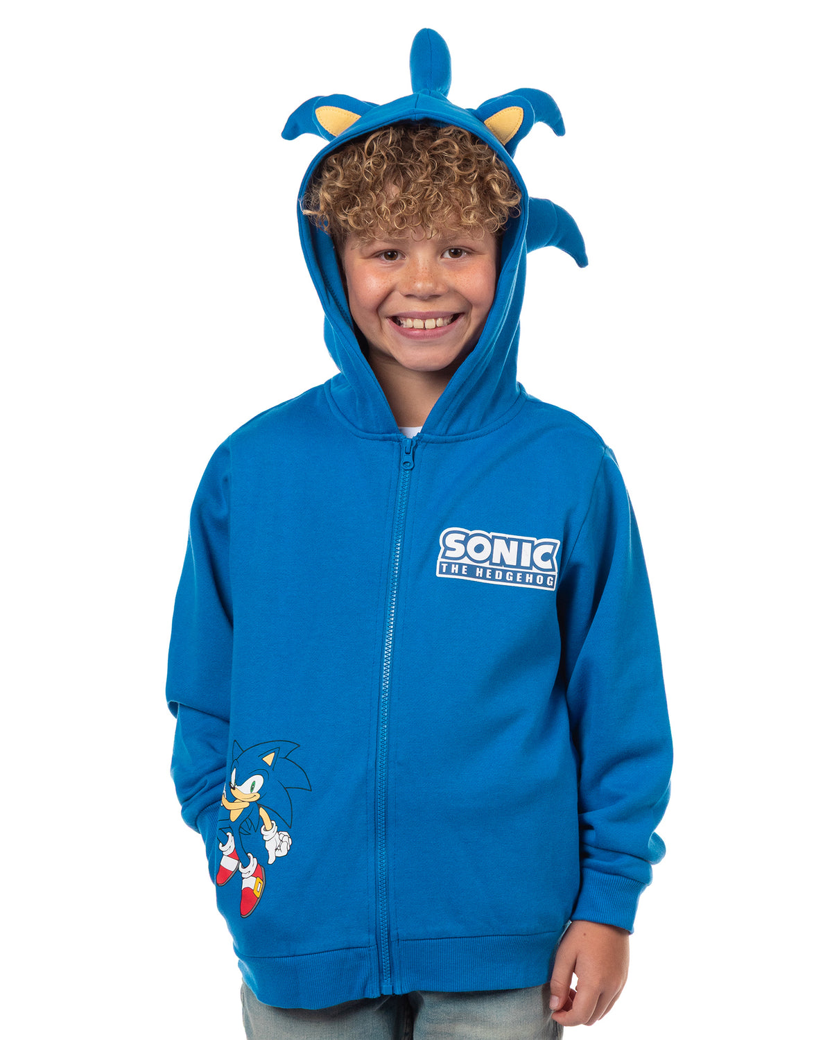 Sonic The Hedgehog Hoodie Boy's 3D Ears and Quills Zip Up Sweatshirt