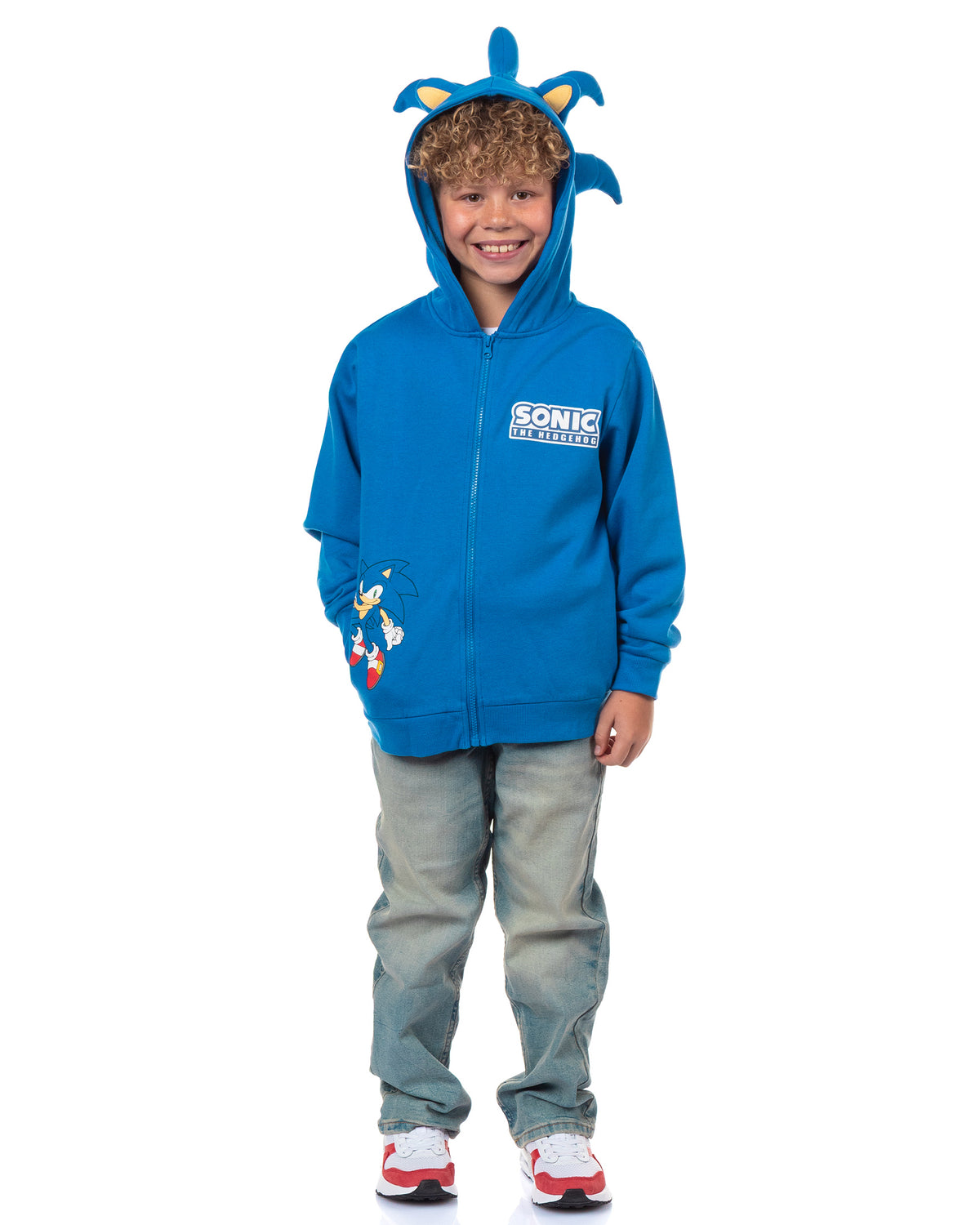 Sonic The Hedgehog Hoodie Boy's 3D Ears and Quills Zip Up Sweatshirt