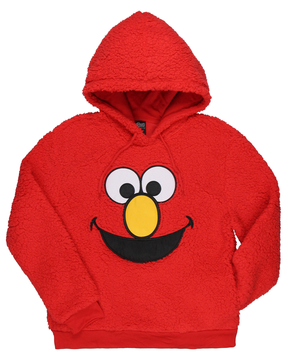 Sesame Street Women's Elmo Embroidered Patch Big Face Plush Fleece Hoodie