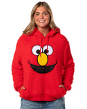 Sesame Street Women's Elmo Embroidered Patch Big Face Plush Fleece Hoodie