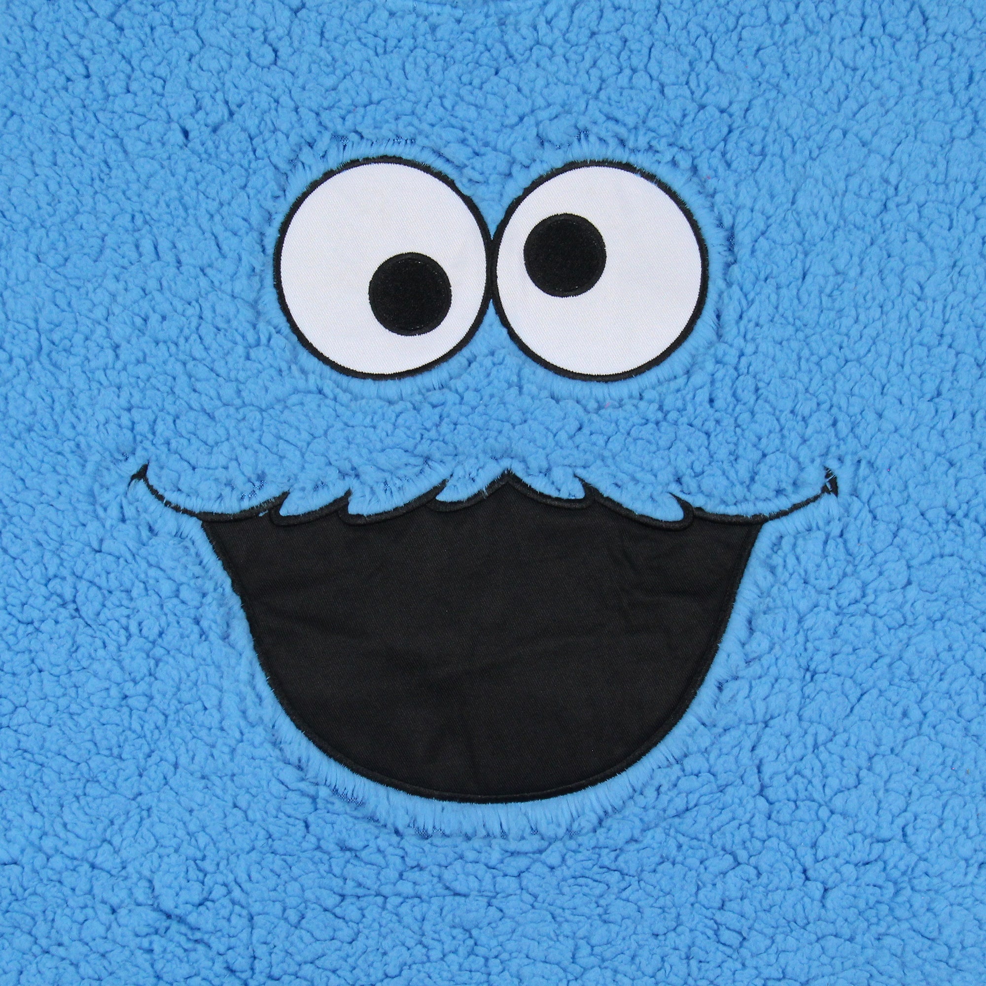 Sesame Street Women's Cookie Monster Embroidered Face Plush Fleece Hoodie