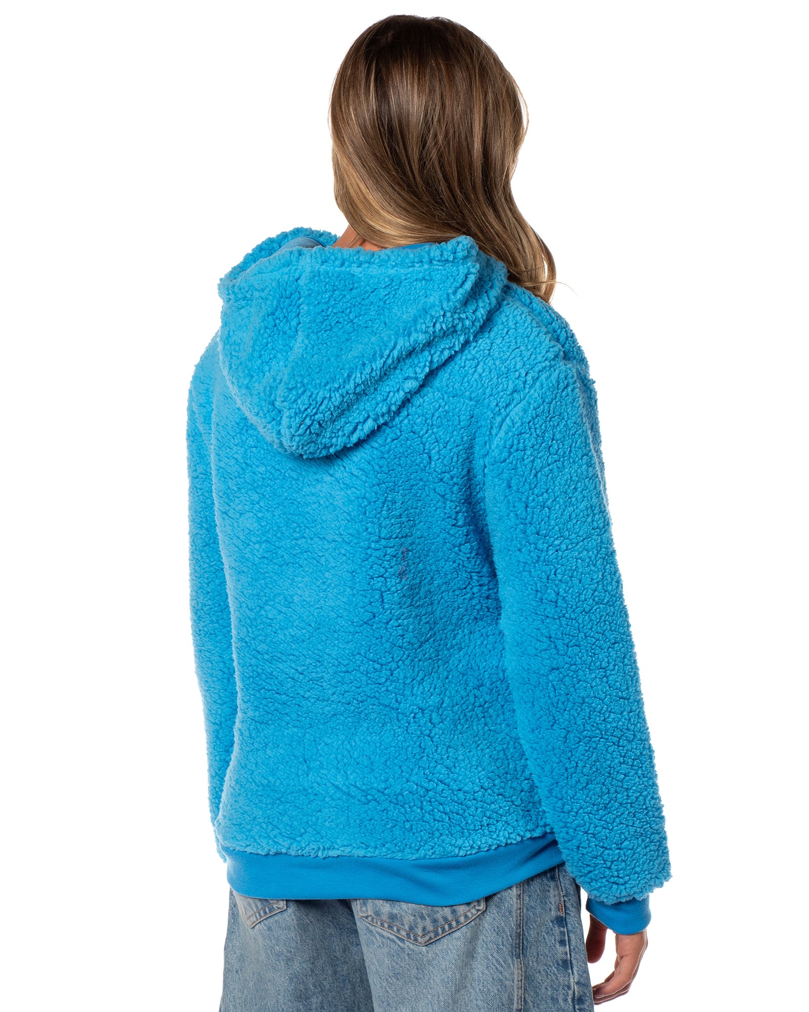 Sesame Street Women's Cookie Monster Embroidered Face Plush Fleece Hoodie