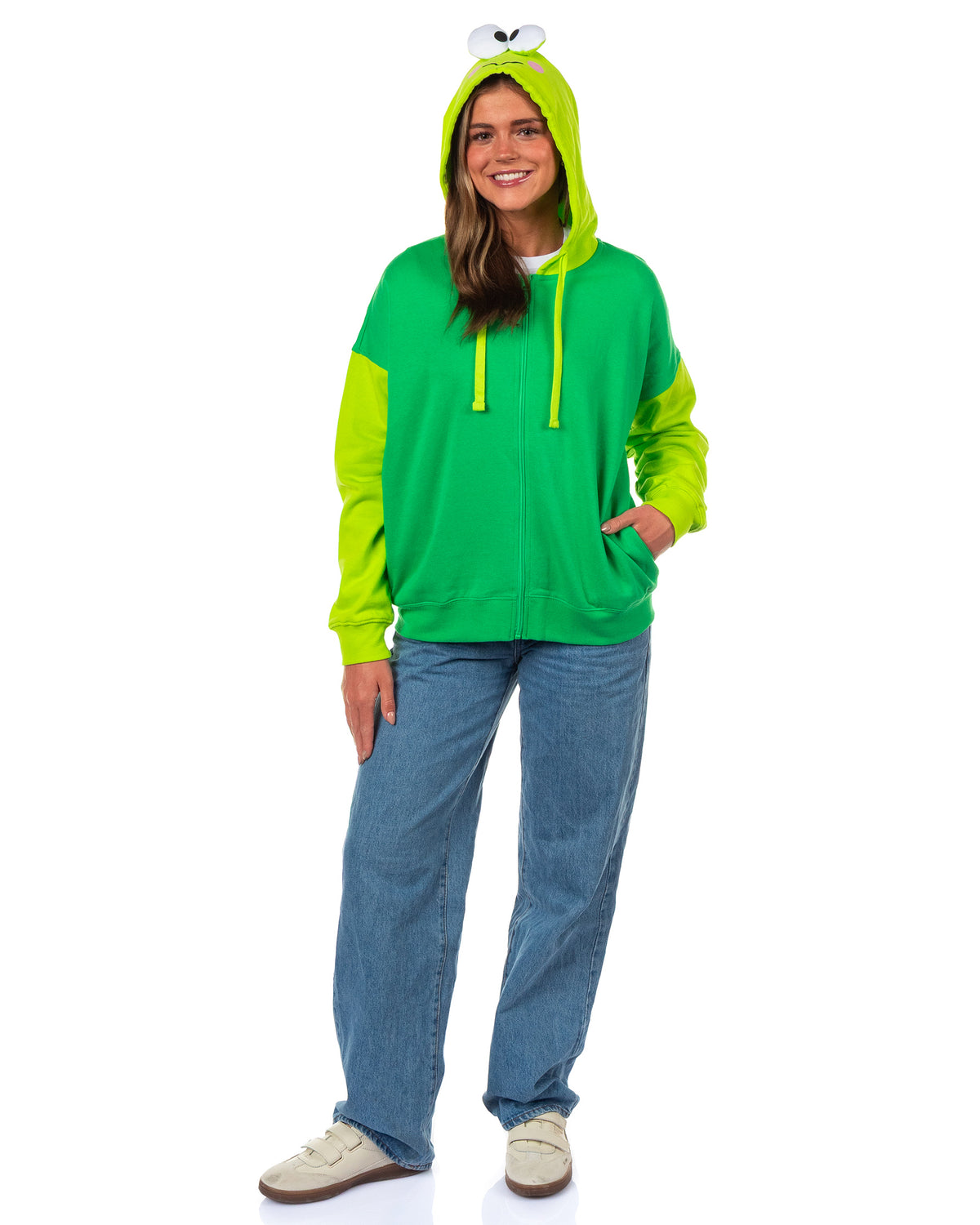 Sanrio Keroppi Women's Zip Up Hoodie Character Costume Hooded Sweatshirt