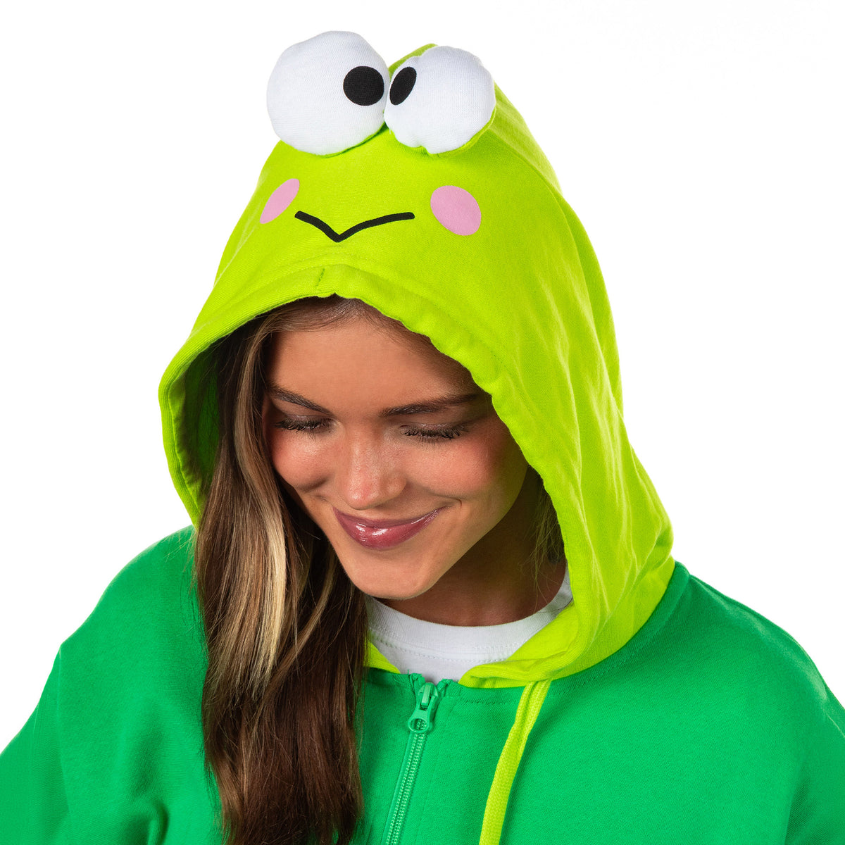 Sanrio Keroppi Women's Zip Up Hoodie Character Costume Hooded Sweatshirt