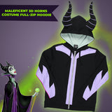 Disney Womens' Villains Maleficent 3D Horns Costume Full-Zip Hoodie