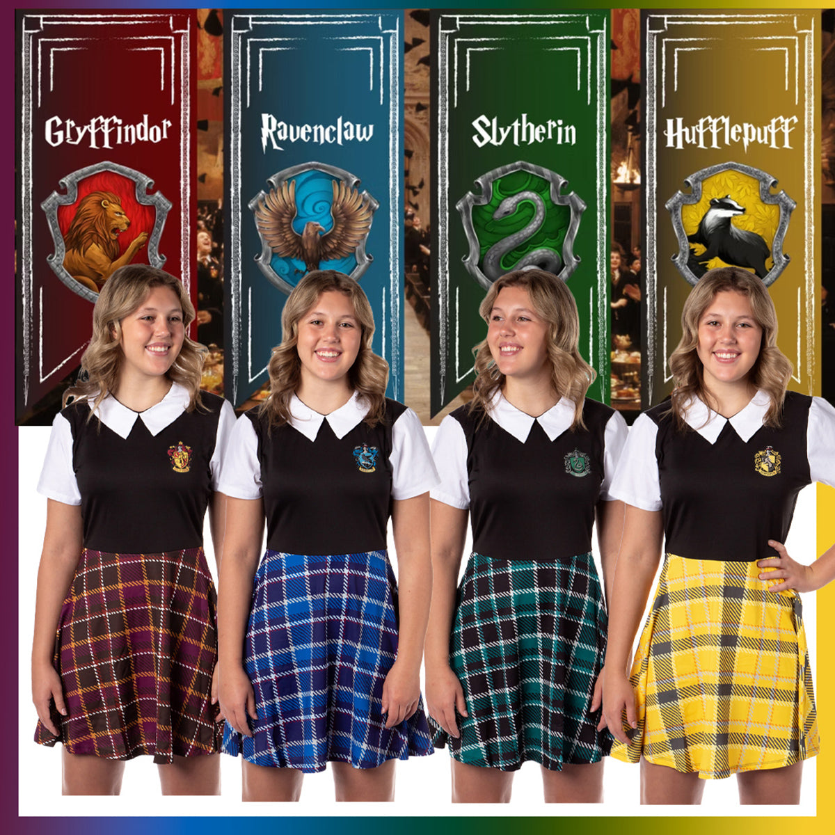 Harry Potter Juniors Costume Dress Plaid Skirt, All 4 Houses Available