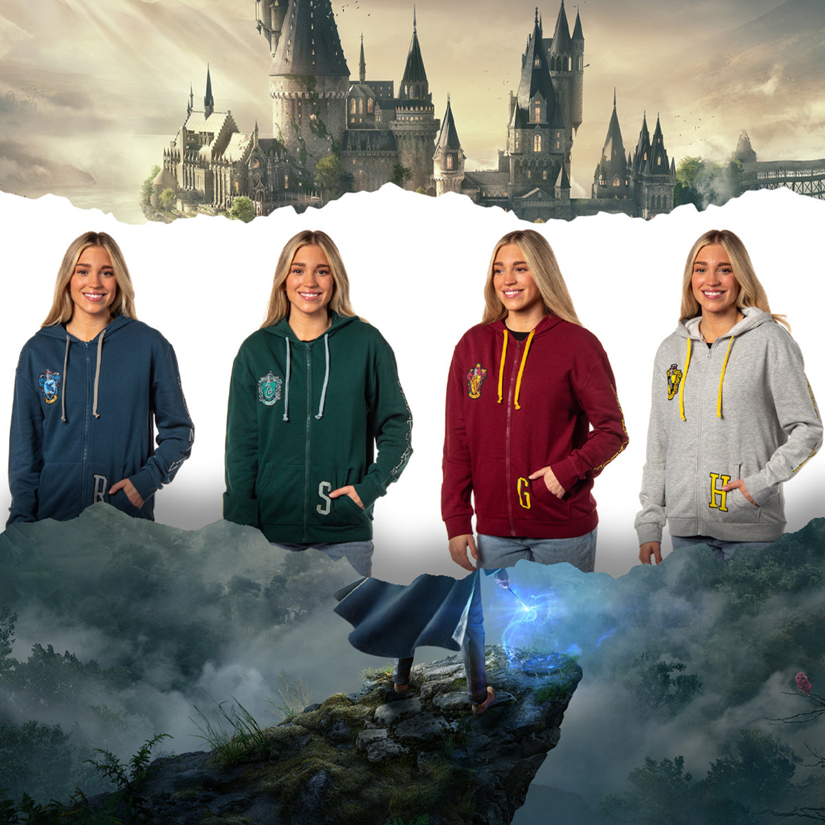 Harry Potter Womens Hogwarts Alumni House Crest Lightweight Zip-Up Hoodie