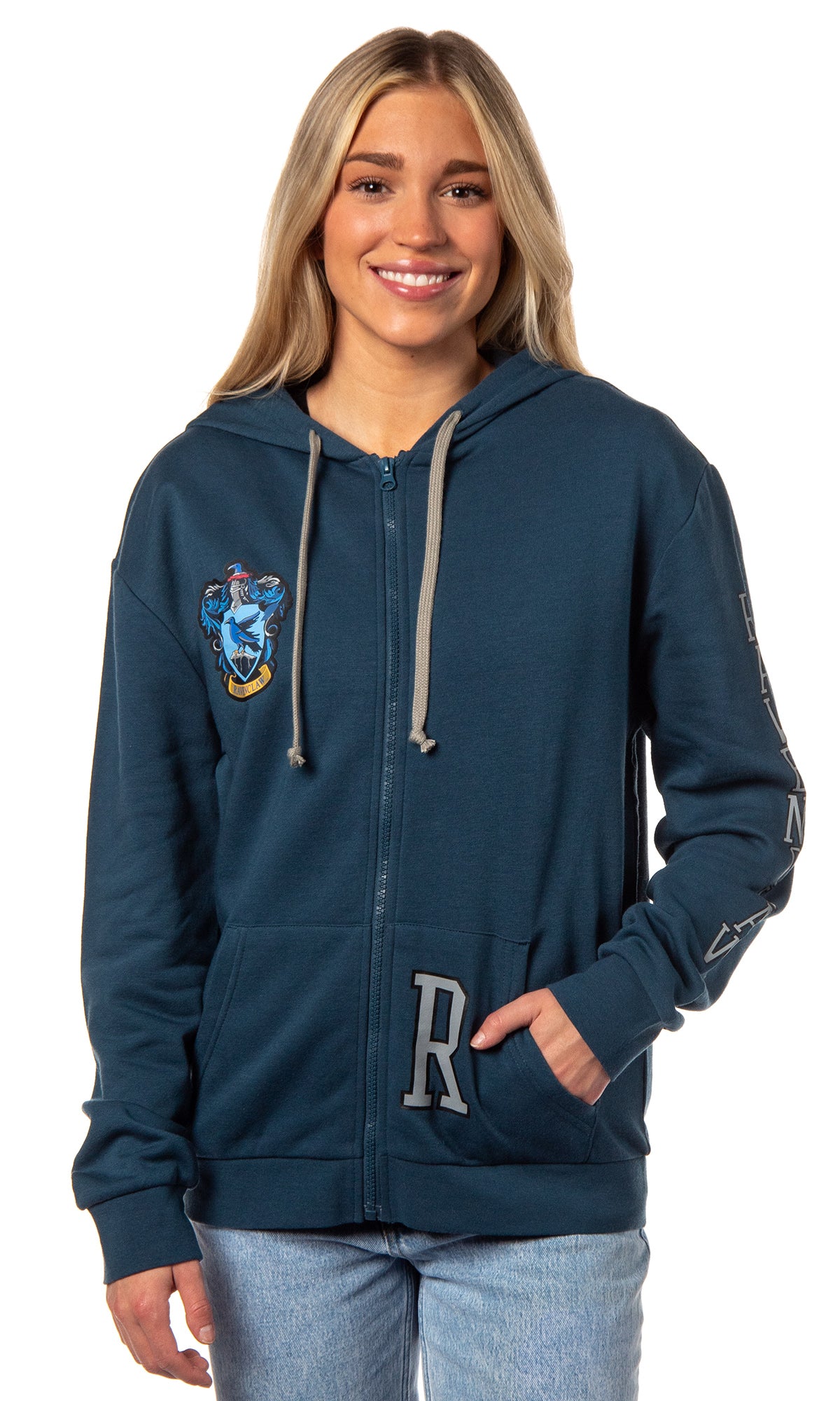 Harry Potter Womens Hogwarts Alumni House Crest Lightweight Zip-Up Hoodie