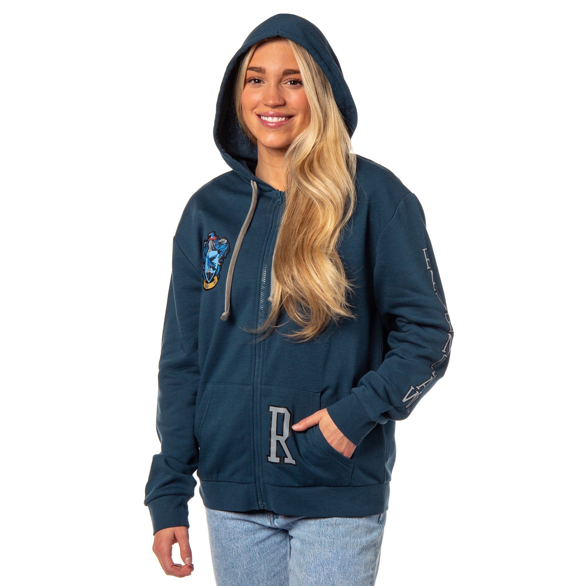 Harry Potter Womens Hogwarts Alumni House Crest Lightweight Zip-Up Hoodie