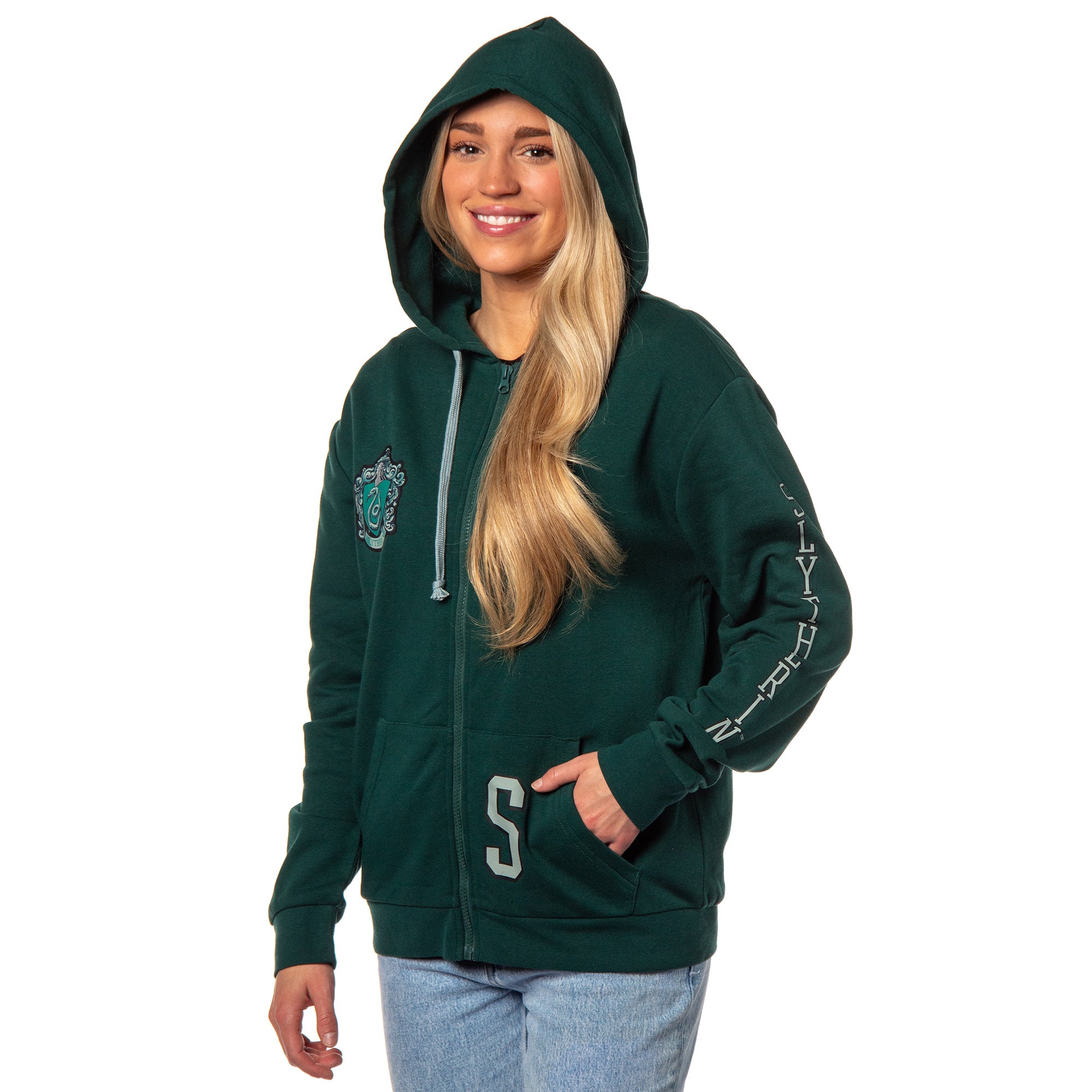 Harry Potter Womens Hogwarts Alumni House Crest Lightweight Zip-Up Hoodie