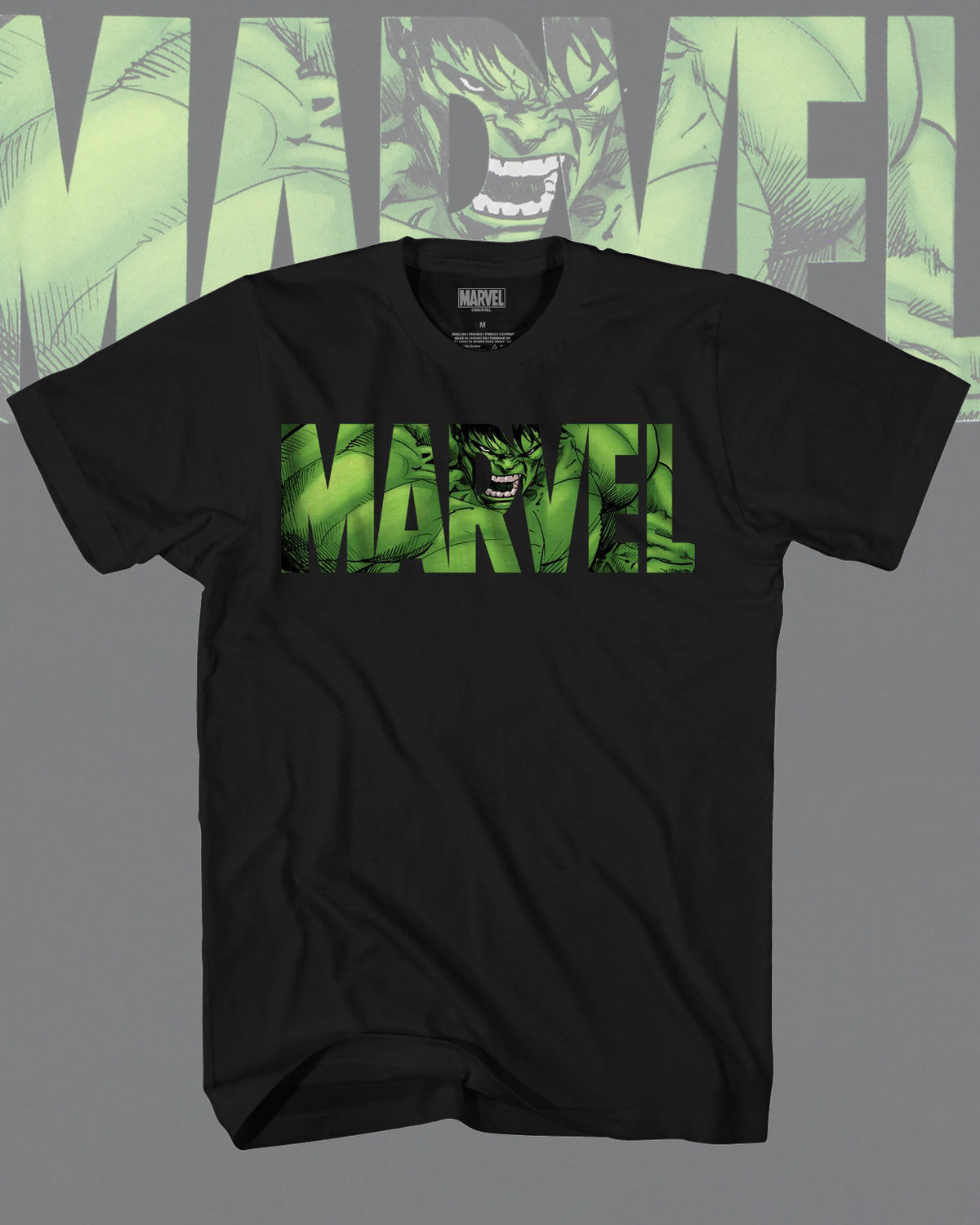 Marvel Comics Men's Marvel Logo The Hulk in Action Angry T-Shirt