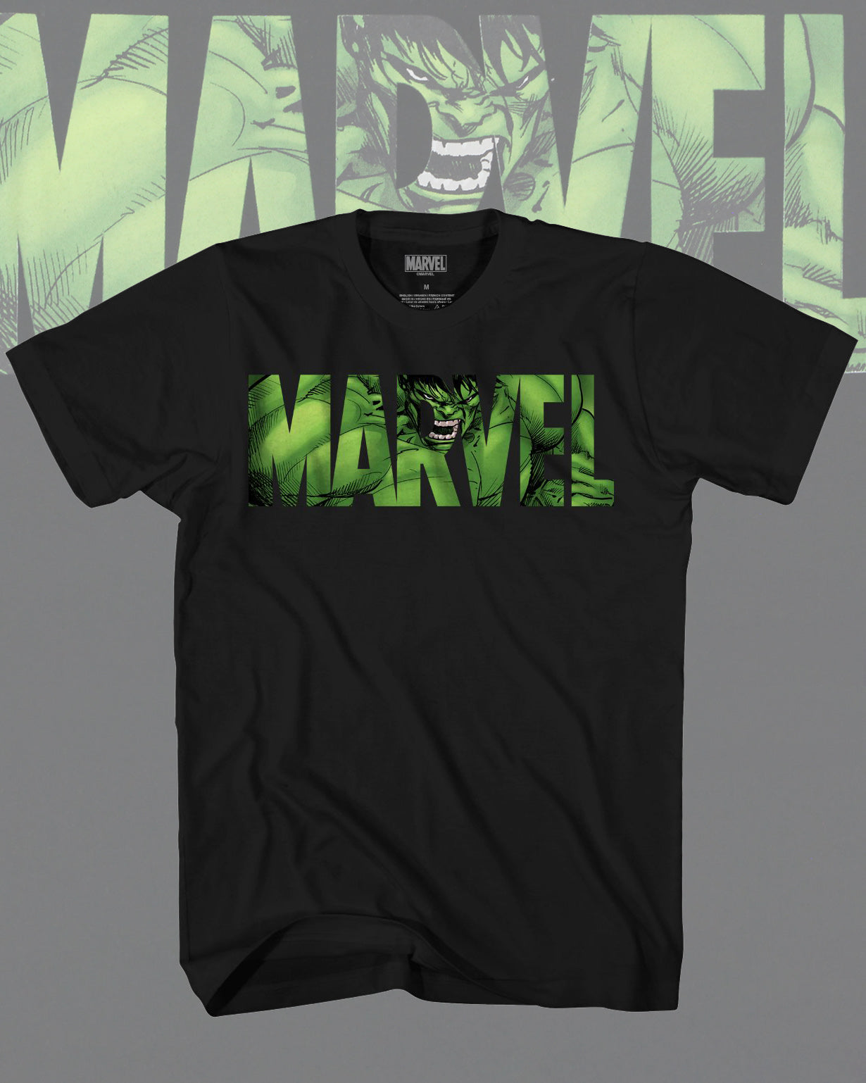 Marvel Comics Men's Marvel Logo The Hulk in Action Angry T-Shirt