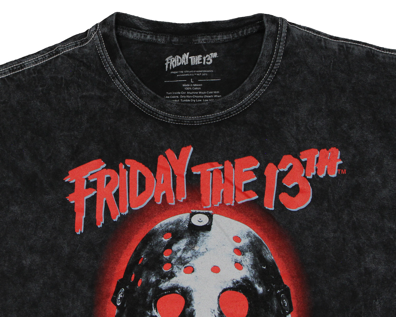 Friday The 13th Men's Jason Mask Red Back Light Mineral Wash T-Shirt
