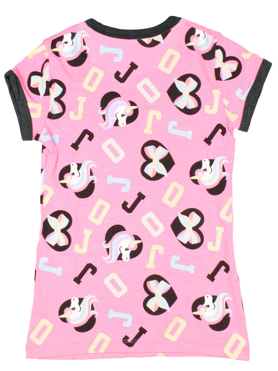 Nickelodeon Jojo Siwa Girls' Unicorn Glitter nice Ringer T-Shirt