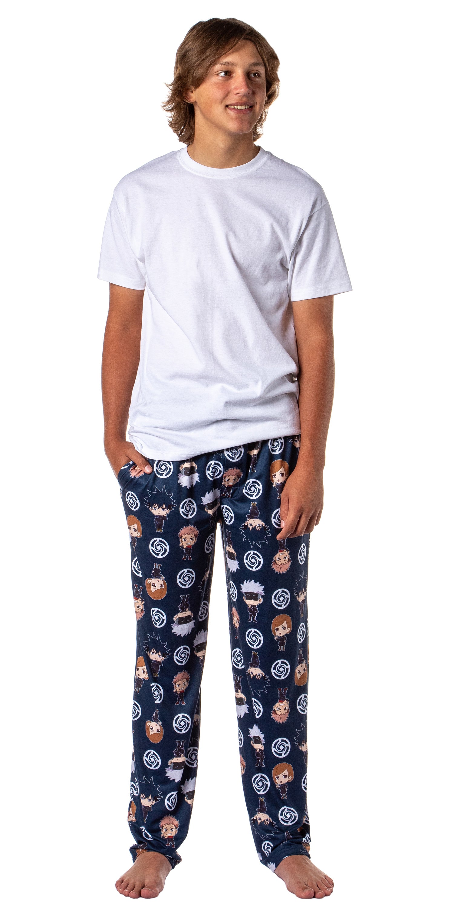 Jujutsu Kaisen Men's Chibi Sorcerers School Logo Allover Print Lounge Pants