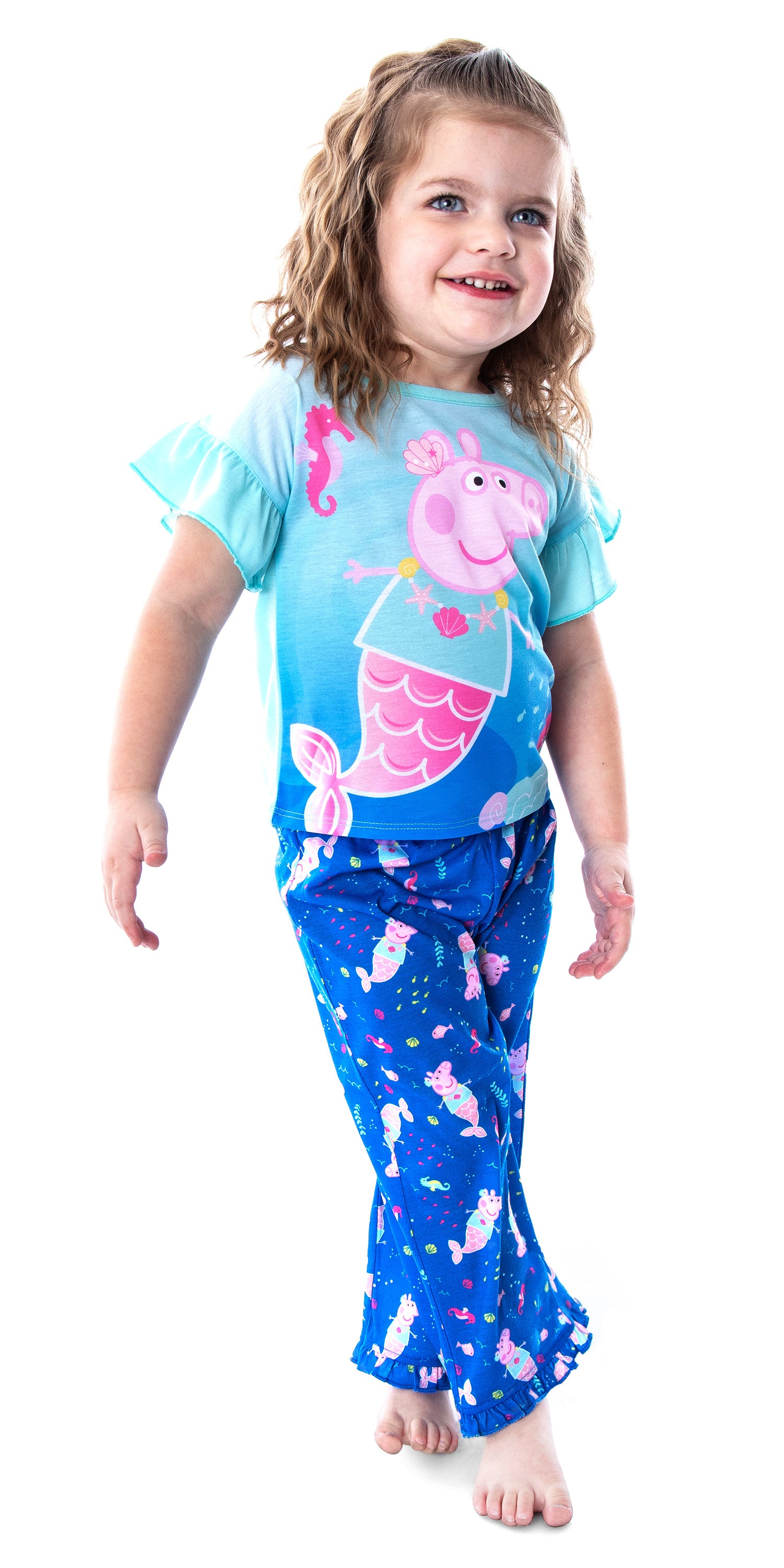Peppa Pig Toddler Girls' Pajamas Mermaid Fun 2 Piece Sleepwear Set (2T)