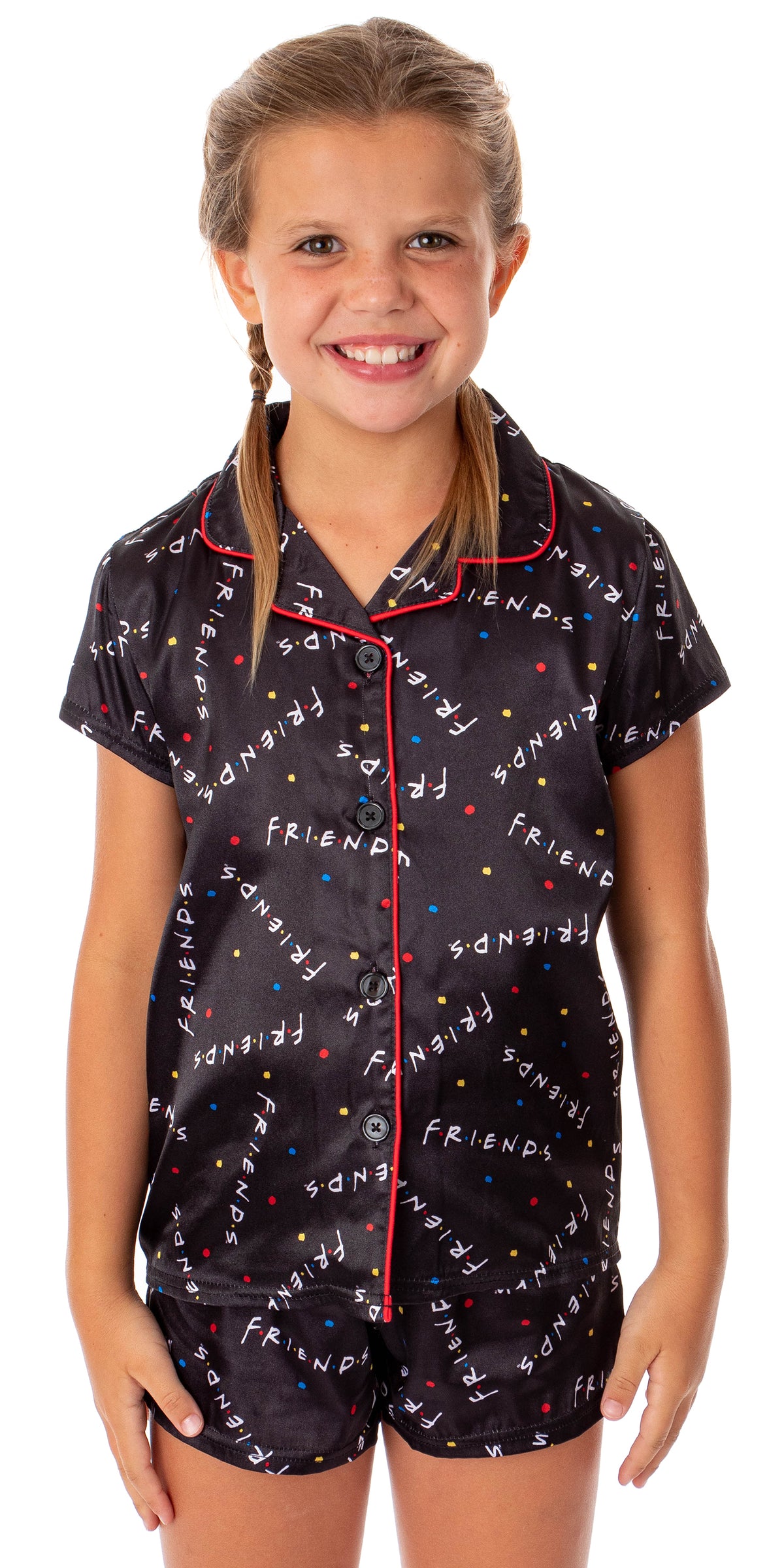 Friends TV Show Girls' TV Series Logo 3 Piece Pajama Shortie Lounge Set
