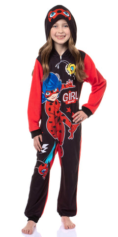 Miraculous Ladybug Girls Girl Power Full Zip Blanket Sleeper Hooded Pajama