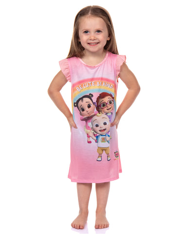 CoComelon Toddler Girls Be Cute Be Kind Ruffle Sleeve Nightgown