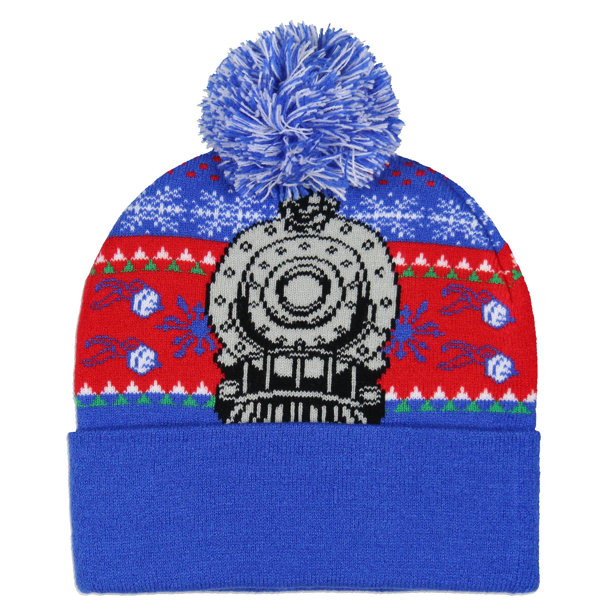 The Polar Express Beanie Locomotive Fair Isle Design Cuff Pom Beanie Hat