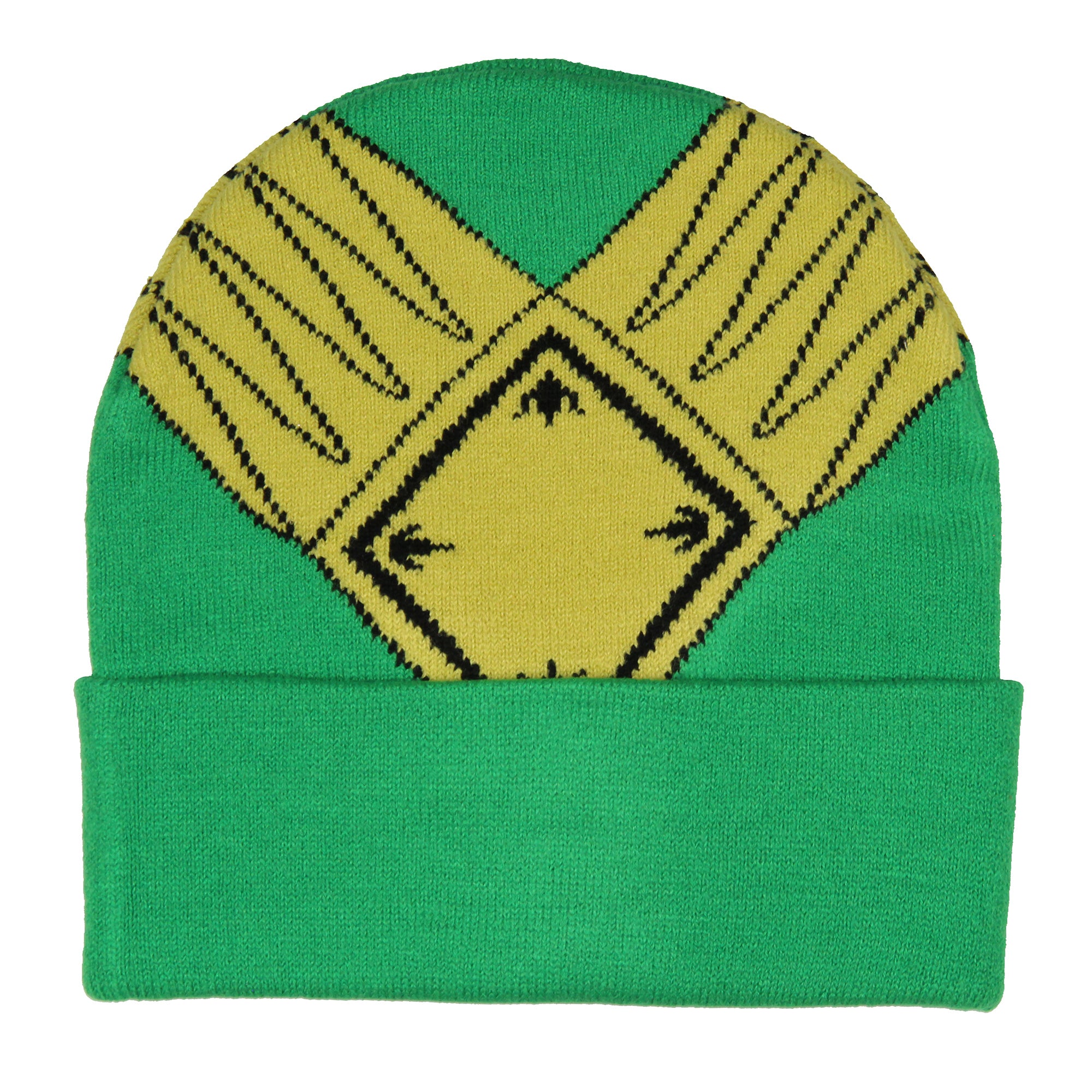 Power Rangers Green Ranger Beanie Men's Gold Armor Embroidered Patch Knit Beanie