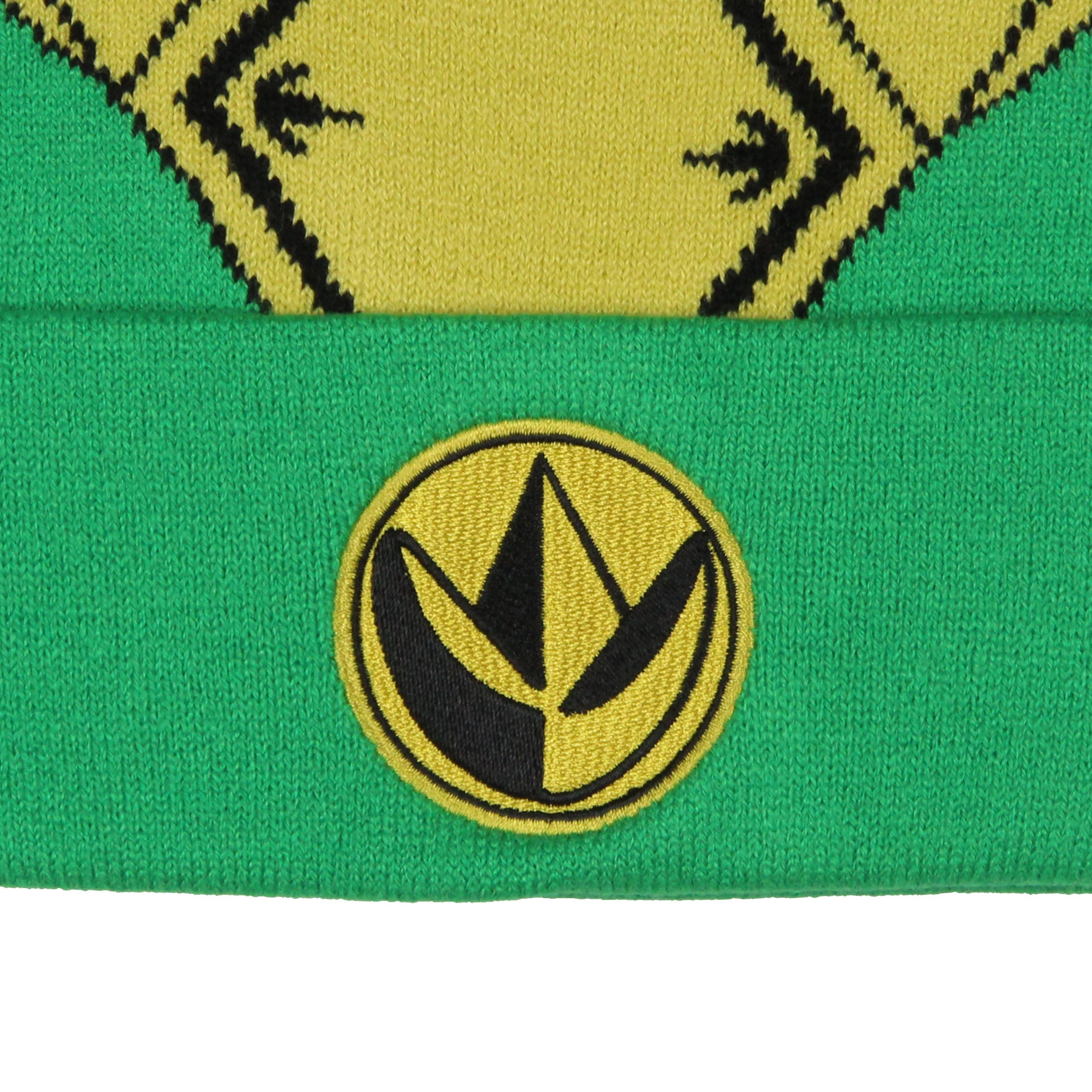 Power Rangers Green Ranger Beanie Men's Gold Armor Embroidered Patch Knit Beanie