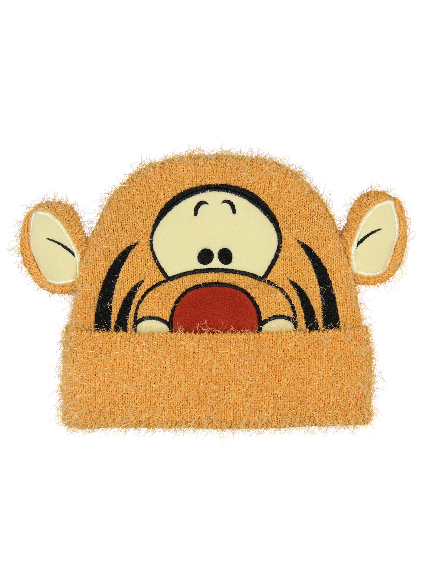 Winnie the Pooh Tigger Felt Embroidered Fuzzy 3D Character Face Cuff Beanie OSFM