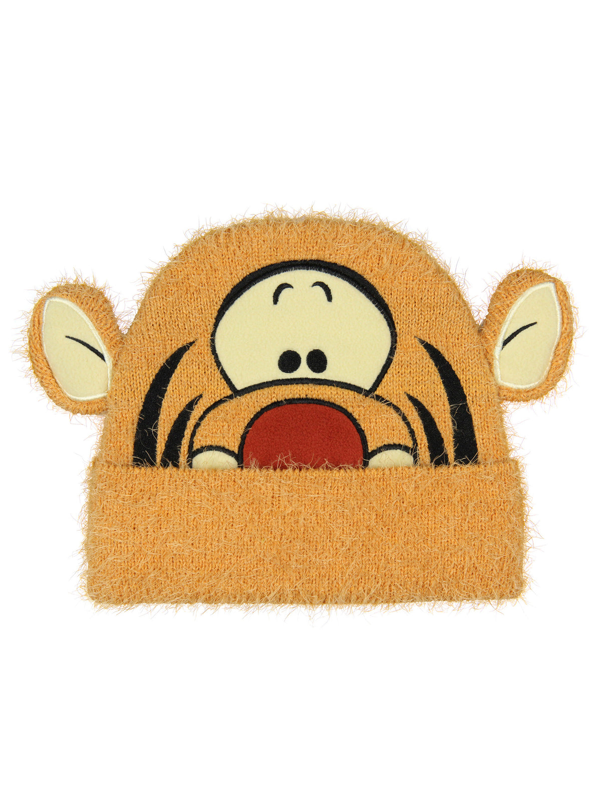 Winnie the Pooh Tigger Felt Embroidered Fuzzy 3D Character Face Cuff Beanie OSFM