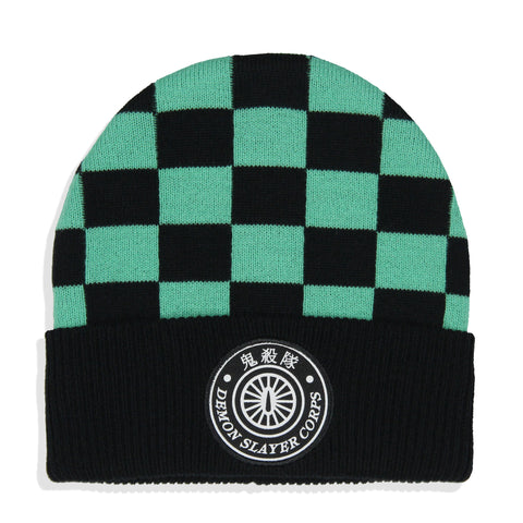 Demon Slayer Adult Tanjiro Embroidered Patch Knit Cuff Beanie Cap Hat