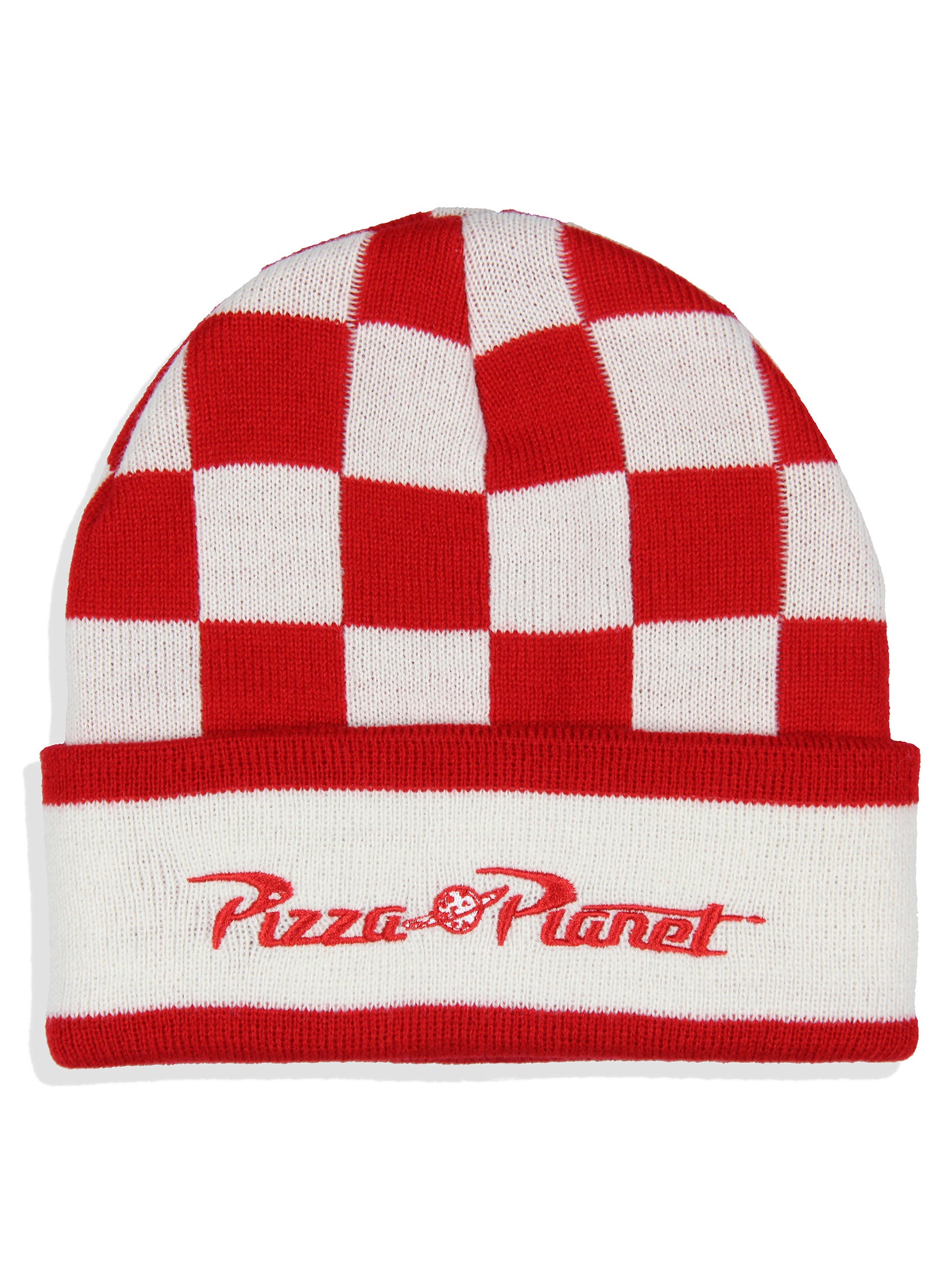 Disney Toy Story Adult Pizza Planet Checkered Knit Cuff Beanie Hat Cap