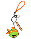 TMNT Michelangelo Rubber Character Air Tag Holder Keychain with Lobster Clasp