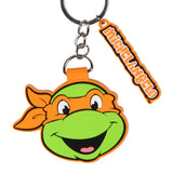 TMNT Michelangelo Rubber Character Air Tag Holder Keychain with Lobster Clasp
