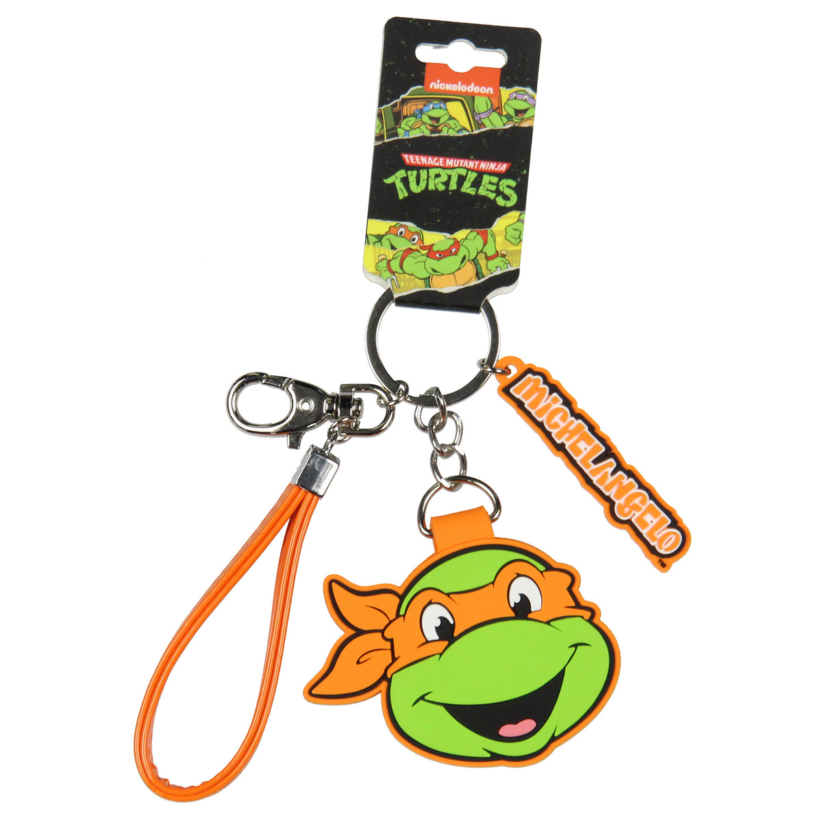 TMNT Michelangelo Rubber Character Air Tag Holder Keychain with Lobster Clasp