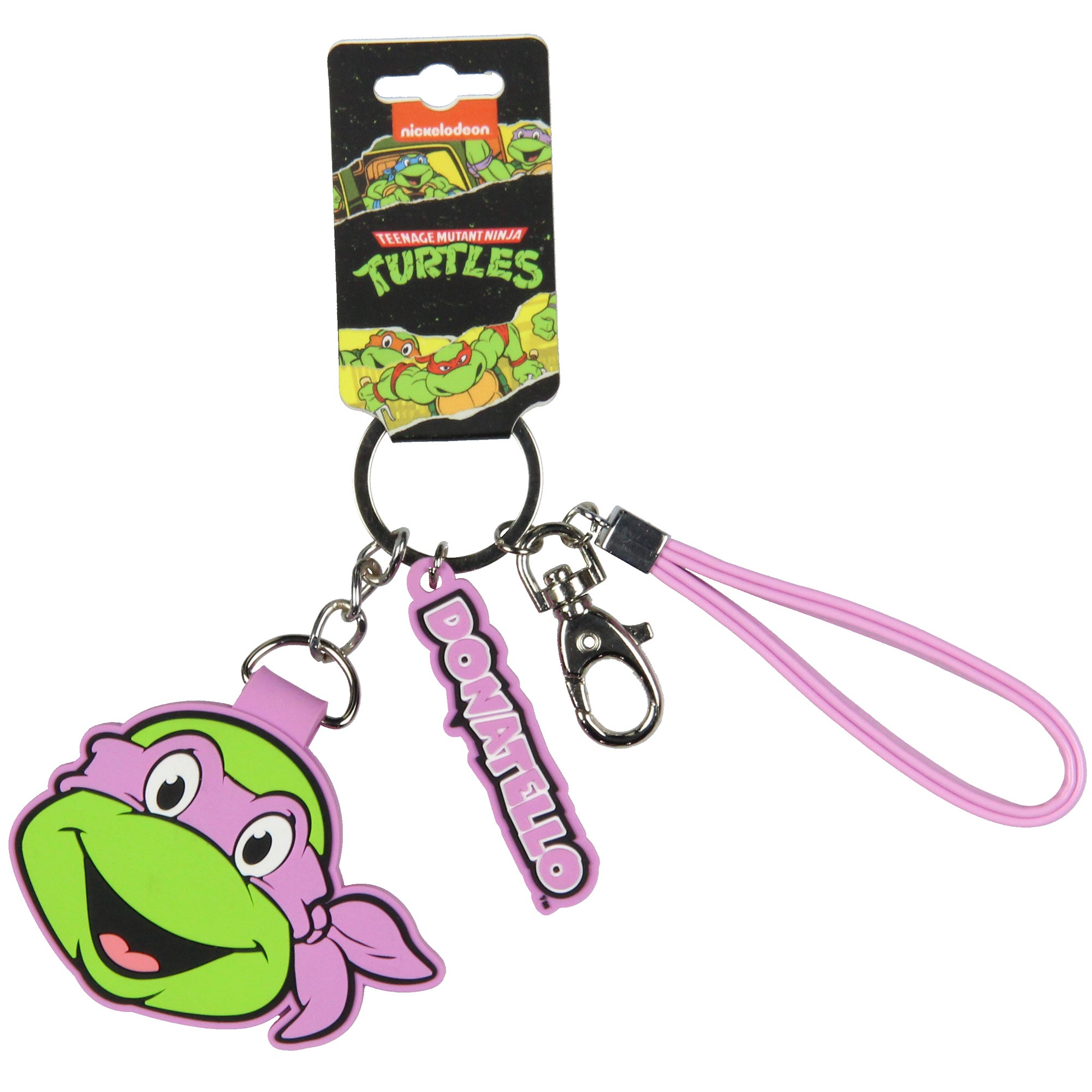 TMNT Donatello Rubber Character Air Tag Holder Keychain with Lobster Clasp