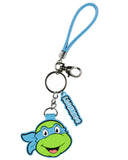 TMNT Leonardo Rubber Character Air Tag Holder Keychain with Lobster Clasp