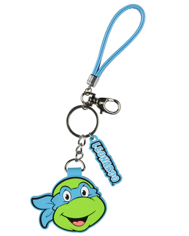 TMNT Leonardo Rubber Character Air Tag Holder Keychain with Lobster Clasp
